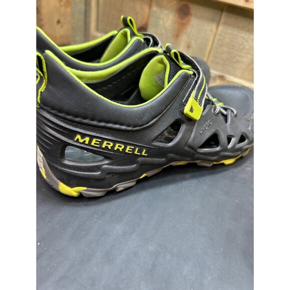 Merrell Hydro Sandals Big Boys Size 6 Black & Neon Green Durable Hook & Loop Out - Picture 4 of 9